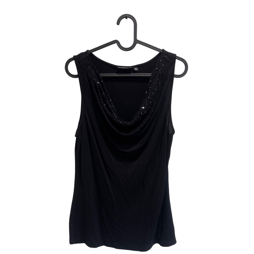 APT 9 Black Sleeveless Cowl Neck Sequin Embellished Tank Top Women's M